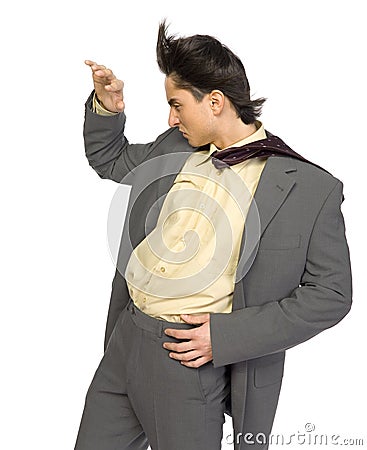 Businessman in the wind Stock Photo