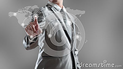 Businessman woking with globalization concept Stock Photo