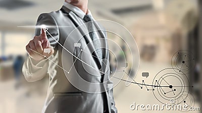 Businessman woking on high growth graph Stock Photo