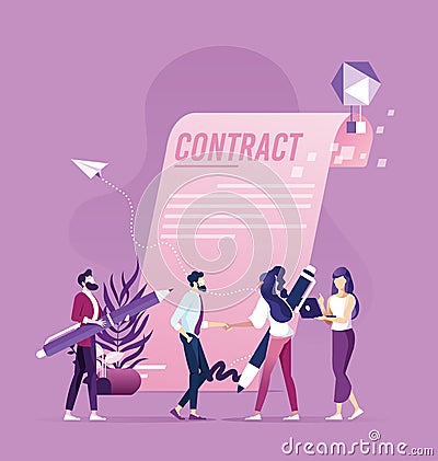 Businessman woman handshake after sign up contract successful transaction concept Vector Illustration