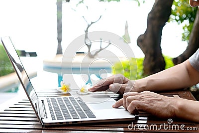 Businessman work with laptop Stock Photo