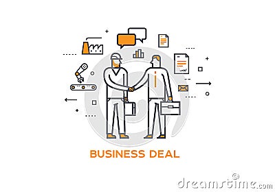 Businessman and worker shaking hands. Cooperation interaction. illustration Success, Cooperation, Investments Vector Illustration