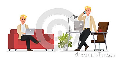 Businessman working character vector design no5 Vector Illustration