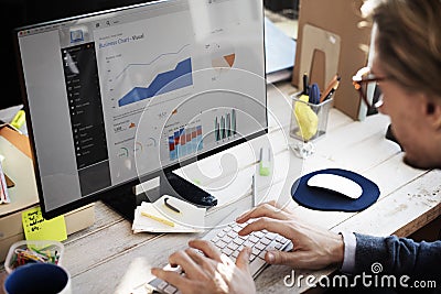 Businessman Working Dashboard Strategy Research Concept Stock Photo