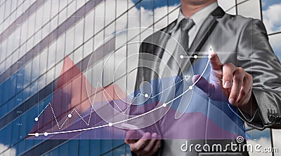 Businessman working with digital chart, business improvement Stock Photo