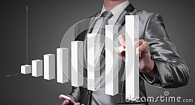 Businessman working with digital chart, business improvement Stock Photo