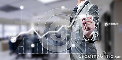 Businessman working on digital chart, business strategy concept Stock Photo