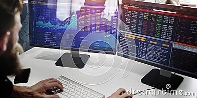 Businessman Working Finance Trading Stock Concept Stock Photo