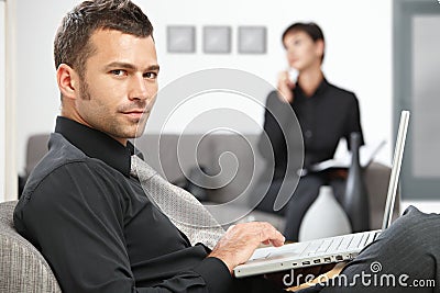 Businessman working with laptop Stock Photo