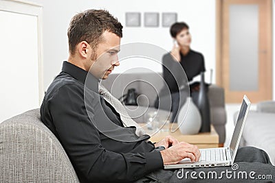 Businessman working with laptop Stock Photo