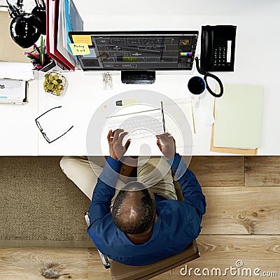 Businessman Working Office Workplace Computer Concept Stock Photo