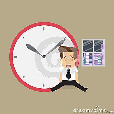 Businessman working overtime too Vector Illustration