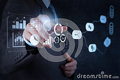 Businessman working with provide information for Key Performance Indicators KPI Stock Photo