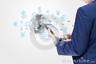 Businessman working with a team of mobile computer. Stock Photo