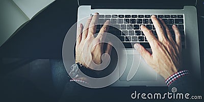 Businessman Working Typing Connect Notebook Concept Stock Photo