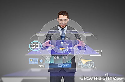 Businessman working with virtual gps navigator map Stock Photo