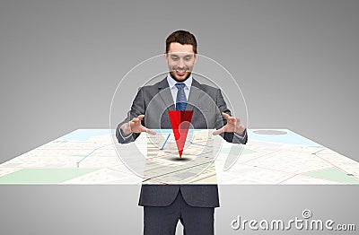 Businessman working with virtual gps navigator map Stock Photo