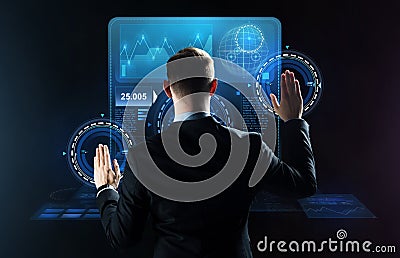 Businessman working with virtual screens Stock Photo