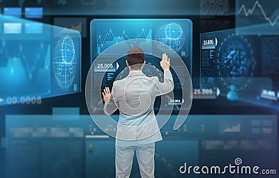 Businessman working with virtual screens Stock Photo