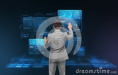 Businessman working with virtual screens Stock Photo