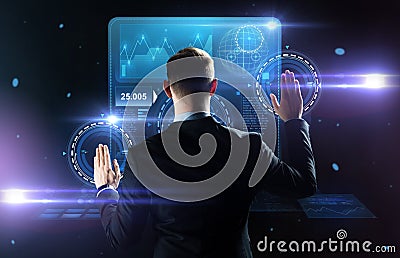 Businessman working with virtual screens Stock Photo