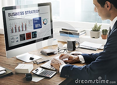 Businessman Workplace Working Business Strategy Concept Stock Photo