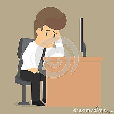 Businessman worry about work Vector Illustration