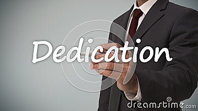 Businessman writing dedication Stock Photo