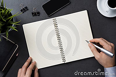 Businessman writing note Stock Photo