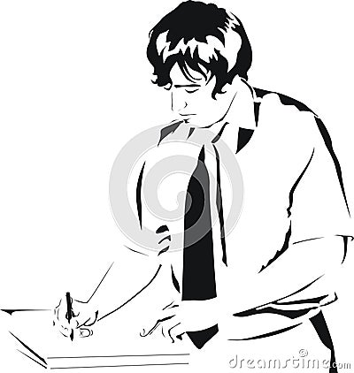 Businessman writing on paper Vector Illustration