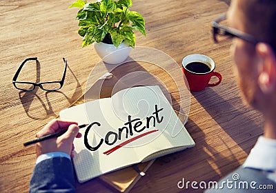 Businessman Writing the Word Content Stock Photo