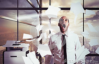 Businessman yells stressed Stock Photo