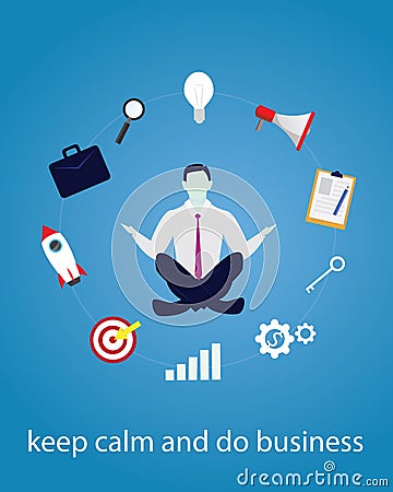 Businessman in Yoga Position. Calm Relax In Business Vector Illustration