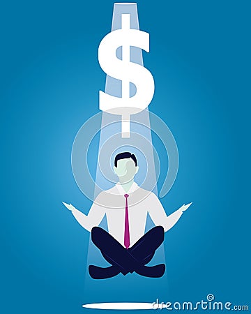 Businessman in Yoga Position. Calm Relax In Business Vector Illustration