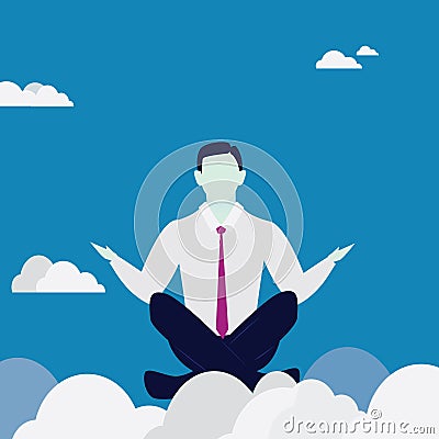 Businessman in Yoga Position. Calm Relax In Business Vector Illustration