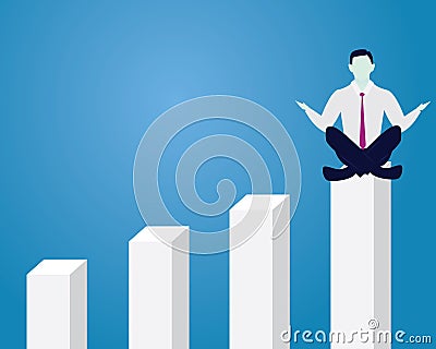 Businessman in Yoga Position. Calm Relax In Business Vector Illustration