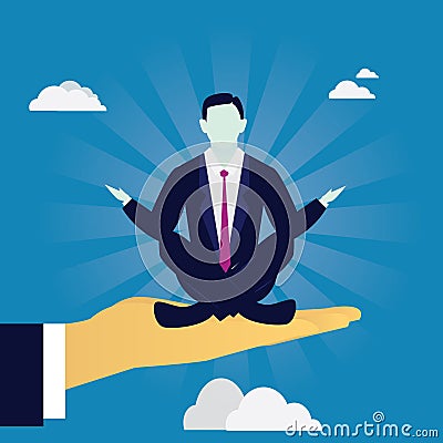 Businessman in Yoga Position. Calm Relax In Business Vector Illustration