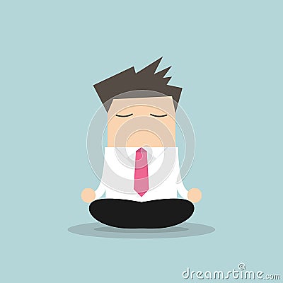 Businessman yoga relaxing during hard workday Vector Illustration