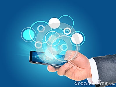 Businessmans hand using smartphone Stock Photo