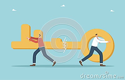 Businessmen break the key Vector Illustration