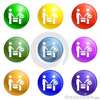 Businessmen bribery icons set vector Vector Illustration