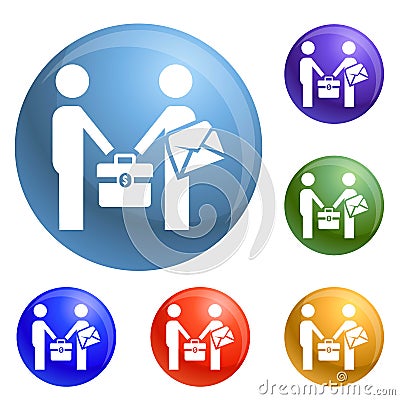 Businessmen bribery icons set vector Vector Illustration