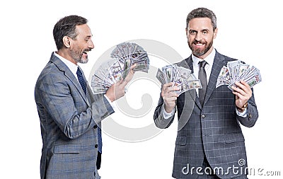 businessmen business men investor with money invest isolated on white Stock Photo