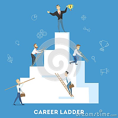 Businessmen with ladders. Vector Illustration