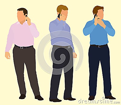 Businessmen On Cell Phone Vector Illustration