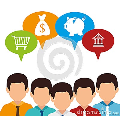 businessmen characters avatar isolated Cartoon Illustration