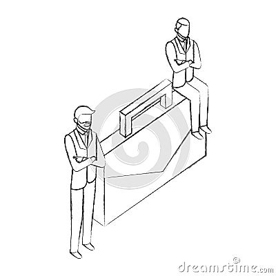 businessmen characters with business briefcase Cartoon Illustration