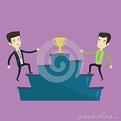 Businessmen competing for the business award. Vector Illustration