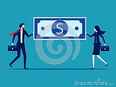 Businessmen connect money puzzles. business concept vector Vector Illustration