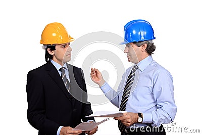 Businessmen discussing a contract Stock Photo